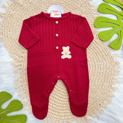 Macacão de Linha Joaquim - Vermelho Ursinho Couro